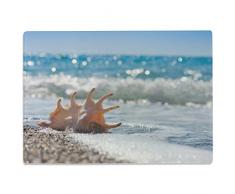 Wandkings Glasschneidebrett Rauschendes Meer mit Muscheln - Motiv wählbar - Glasschneideplatte, Schneidebrett aus Glas, Frühstücksbrettchen