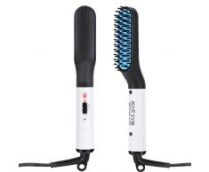 Haarglätter Bürste, Nivlan Elektrische Glätteisen Haarglättung für Herren, Männer Schnelle Bart Haar Glätter Kamm für krauses Barthaar, Magischer Massagekamm gegen Verbrühungen