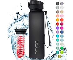 720°DGREE Trinkflasche “uberBottle“ +Früchtebehälter - 1L - BPA-Frei - Wasserflasche für Uni, Sport, Fitness, Fahrrad, Outdoor - Sportflasche aus Tritan - Leicht, Bruchsicher, Nachhaltig