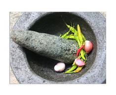 deinebilder24 - Leinwand-Bilder - 70 x 90 cm - Thai Kochen, Steinmörser, Chilli