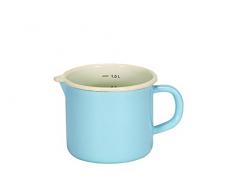 Karl Krüger 17012PAB Milchtopf mit Ausguss Sylt, 1 L, Emaille, blau, 12 x 16 x 30 cm