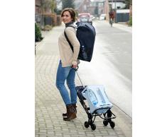 WENKO 84601500 Einkaufstrolley mit Sitz, Dreirad-System fürs Treppensteigen Fassungsvermögen: 35 l, Aluminium, 36.5 x 103 x 65 cm, Silber matt