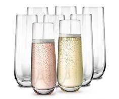 Kook Sektgläser ohne Stiel, langlebiges Glas, 284 ml, 8 Stück