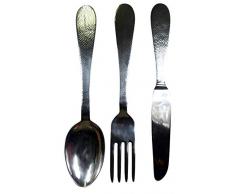 MichaelNoll Dekobesteck Besteck Wand Silber Aluminium zum Aufhängen XXL 62 cm