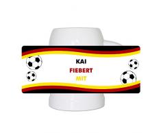 Fußball-Bierkrug mit Namen und Motiv - Kai fiebert mit - für Deutschland-Fans - Fan-Bierkrug personalisiert - Deutschland-Krug - Bierhumpen