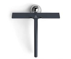 GÜTEWERK Duschabzieher Set mit Haken - ohne Bohren – 23 cm breiter Silikon Abzieher für Bad Dusche Badezimmer Fenster - Edelstahl Kern - Fensterabzieher Scheibenabzieher breit - Saugnapf Halterung