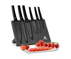 Klarstein Kissaki - Messerset, Messerblock, Küchenmesser, hochwertige extrem scharfe Klingen, 6 Größen, magnetische Beschichtung, japanisches Design, schwarz