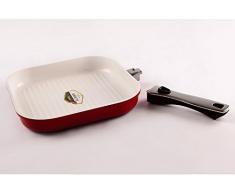 MaxxGoods Alu-Druckguss Grillpfanne 28 x 28 cm - mit Weilburger Keramikbeschichtung & abnehmbarem Griff