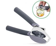 Ommani 3-In-1 Manuell Dosenöffner Sicherheits Edelstahl Büchsenöffner und Deckelöffner und Kapselheber in Eins, Ergonomisches Rutschfestes Design mit glattem Rand - Ideal für Senioren und Arthritis