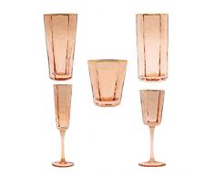 Zhenwo Rotwein-Champagnerglas-Set, Goldener Rand, Erdbebenbeständigkeit, Amerikanischer Stil, Modern, Leichter, Exquisit, Tee, Wasser, Wohnzimmer, 5-TLG,Set