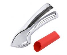WonderTech Knoblauchpresse, Garlic Press Knoblauchschneider Spülmaschinengeeignet mit Knoblauchschäler Silikon für Küche