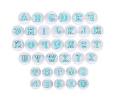 Bäcker & Lecker Ausstecher Buchstaben und Zahlen Fondant Ausstechformen Alphabet Tortendeko Backen Zubehör Set Auswerfer Stempel Keks Marzipan (Mehrweg)