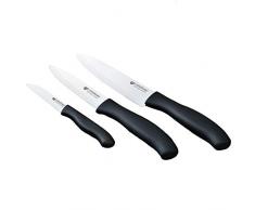 GRÄWE Keramikmesser Set, Scharf, 3er Pack Messerset, Küchenmesser, Gemüsemesser und Kochmesser aus Keramik - Serie Cerahome