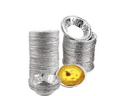 Ciaoed 50 PCS Egg Tart Form Einweg Aluminiumfolie Tassen Backen Muffin Tin Mould Runde Ei Tart Dosen Form