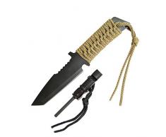 g8ds® Outdoormesser Fahrtenmesser Intrepid schwarz inkl. Etui Pfeife Zündstein multifunktional FB-Intrepid