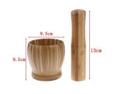 QINA Mühle Holzmörser und Stößel Set Knoblauch Topf Schleifschale Küchengeräte Gadgets Kräutermühle Brecher, S.