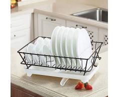 WANGCY Geschirrablage mit Abtropfschale, Geschirrablage für SpüLe Klein Geschirrabtropfgitter mit Schwenkbarem AusgießEr Abtropfgestell Edelstahl Geschirr Abtropfgitter