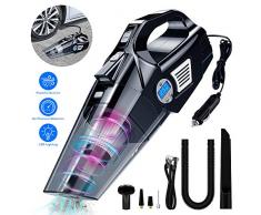 VEEAPE 4 in 1 Tragbarer Multifunktion Autostaubsauger und Luftkompressor Reifenfüller, Nass/Trocken Handstaubsauger 6KPA-Hochleistung mit LED-Licht,DC 12V für Autoreifen und Ball