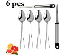 JUSTDOLIFE Grapefruitlöffel, 4 STÜCKE Fruchtlöffel Dessertlöffel mit Grapefruitschäler und Grapefruitschneider