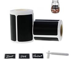 Gintan 270Pcs Tafelsticker Etiketten Vinylsticker, wasserdichte Etiketten selbstklebend mit Stift, Küchen Etiketten Tafelaufkleber 6x4cm 3.5x5.5cm für Einmachgläser, Marmeladengläser