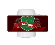 Fußball-Bierkrug mit Namen Ludwig und schönem Fußball-Wappen - Fan-Bierkrug personalisiert - Deutschland-Krug - Bierhumpen