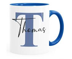 SpecialMe® Namenstasse personalisierte Kaffee-Tasse mit Namen und Buchstabe persönliche Geschenke Buchstabentasse blau inner-royal Keramik-Tasse