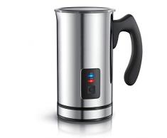 Arendo Milchaufschäumer Edelstahl automatisch Milk Frother - rostfreies Edelstahl-Doppelwanddesign - 2 Tasten für Warm- und Kaltaufschäumen