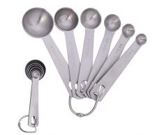 Thursday April Messlöffel Set mit 6 Stück Edelstahl Premium Silber Messbecher für Backmessen Trockenrationen und Flüssigkeit Spuelmaschinenfest toller Küchenhelfer