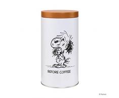 BUTLERS Peanuts Dose Ø10,6 cm mit Comic Design - Weiße Vorratsdose aus Metall - Kaffeedose mit Deckel, Aufbewahrungsdose