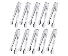 KATOOM 10er Zuckerzange Candy Bar Zange Süßigkeiten Servierzange Edelstahl Eiszange Klein Eiswürfelzange Zucker Clip Zubehör für candybar Hochzeit Party EIS
