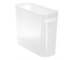 mDesign Papiermülleimer mit Griffen – moderner Mini Mülleimer für Papier – Papiereimer aus robustem Kunststoff – BHT: 27,0 x 25,5 x 13,5 cm – auch als Zeitschriftensammler geeignet – weiß