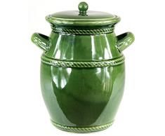 Tontopf Steinguttopf Rumtopf Schmalztopf Steingut Honig gr/ün 5 Liter