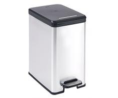 Curver DECO Bin SLIM 25L Abfalleimer, Plastik, schwarz/silber metallic 25x42x45 cm