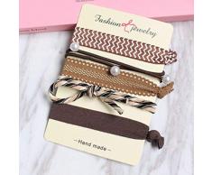 WeishenG Praktische 5 St.Einfach Süß Haar Ornamente Fashion Persönlichkeit Perle Kopf Seil für Geburtstag, Valentinstag, Jubiläum - 5 Kaffee Set