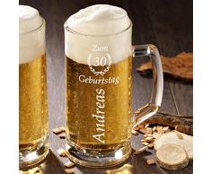 polar-effekt Bierkrug Personalisiert mit Gravur eines Namens und Jahreszahl im Ährenkranz – Bierseidel Geschenk-Idee zum Geburtstag - Motiv zum Geburtstag 0,5l