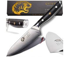 ORIENT Chefmesser 15 cm – Damastmesser Aus Japanischem AUS-10 Edelstahl - 67-Lagiges Professionelles Küchenmesser In Geschenkverpackung mit Klingenschutz - Bestes Japanisches Messer & Reinigungstuch