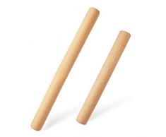 LEMCASE Teigroller - Nudelholz Klein - Rolling Pin aus Holz ohne Griffe, Perfekt Backzubehör für Fondant, Pizza, Kuchen, Nudelteig und Mürbeteig (2 Stück Set)