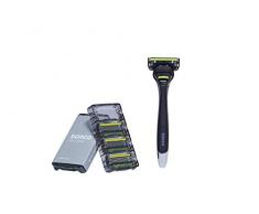 Dorco Pace 6 Plus Rasierer für Herren: Ultrascharfer 6-Klingen Rasierer mit Schwenkkopf für maximale Abdeckung, eingebauter Fine Sculpting-Barttrimmer mit 10 Klingen & Pflegestreifen mit Aloe & Vitamin E