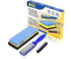 S&R Schleifsteinsatz 4-teilig: Doppelseitiger Schleifstein Körnung 1000/6000, Silikonhalter, Winkelführung und tragbarer doppelseitiger Schleifstein Körnung 120/240, Wetzstein aus 100% Korund