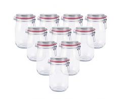pajoma Drahtbügelglas, 10x 1000 ml Fassungsvermögen inkl. Gummidichtung