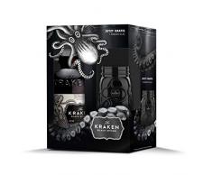 Kraken Black Spiced Rum Geschenkset mit schwarzem Cocktail Glas (1 x 0.7 l)