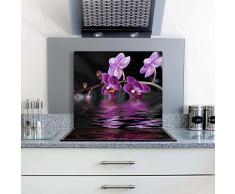 decorwelt | Herdabdeckplatte 60x52 cm Ceranfeldabdeckung 1-Teilig Universal Elektroherd Induktion für Kochplatten Herdschutz Deko Schneidebrett Sicherheitsglas Spritzschutz Glas Orchidee