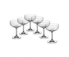 CRISTALICA Sektschale 6er-Set Schaumweinschale Champagner Kristallglas 150ml Panto Floral