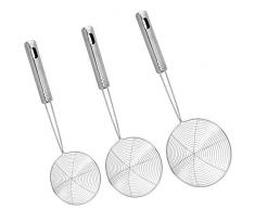 LYTIVAGEN Edelstahl Schaumlöffel Sieb Schöpfkelle Mesh Abseihlöffel mit Hängen Loch, 11cm/15cm/19cm Durchmesser, zum Filtern von Feuchtigkeit, Öl oder anderen Speiseresten
