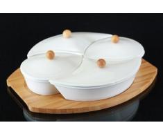 9-tlg. Tablett Dipschalen Set Schalen aus Porzellan mit Deckel Servierschalenset