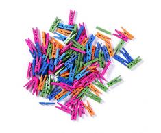 ZADAWERK® Mini-Holzklammer - bunt - 3 cm - 100 Stück - Kleine Clips für Fotos zum Aufhängen Wäscheklammer