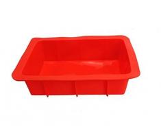 GMMH Auflaufform XXL Silikonbackform Lasagneform Kastenform Backform Kuchenform Brotbackform Königskuchenform (rot)