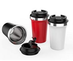 Yuanj Premium Thermobecher Kaffeebecher to go, 350ml Edelstahl Isolierbecher, Doppelwandig & Vakuumisoliert Autobecher/Travel Mug für Kaffee oder Tee (Rot, 350ml)