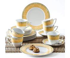 Kahla 040104M73996C Yvonne Gelb Porzellan Geschirrset für 6 Personen Kaffeeservice Teeservice Frühstück Tassen Teller 18-teilig weiß Kaffeeset
