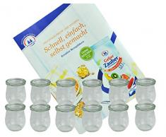MamboCat 12er Set Weck-Gläser I hitzebeständige 220ml Einmachgläser I Tulpenform Dessertglas mit Glas-Deckel I Marmeladen Sturzglas I Rundrandglas I Einweckgläser Nachtisch I gratis Rezeptheft